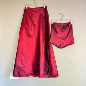 Y2K AFTER SIX long 2pc formal set strapless corset and skirt wine color Size: 12